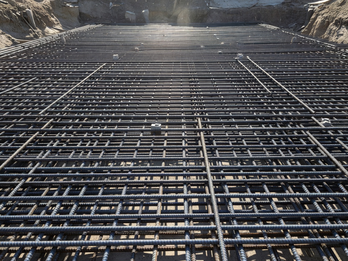 Dense structural rebar for massive foundation mat